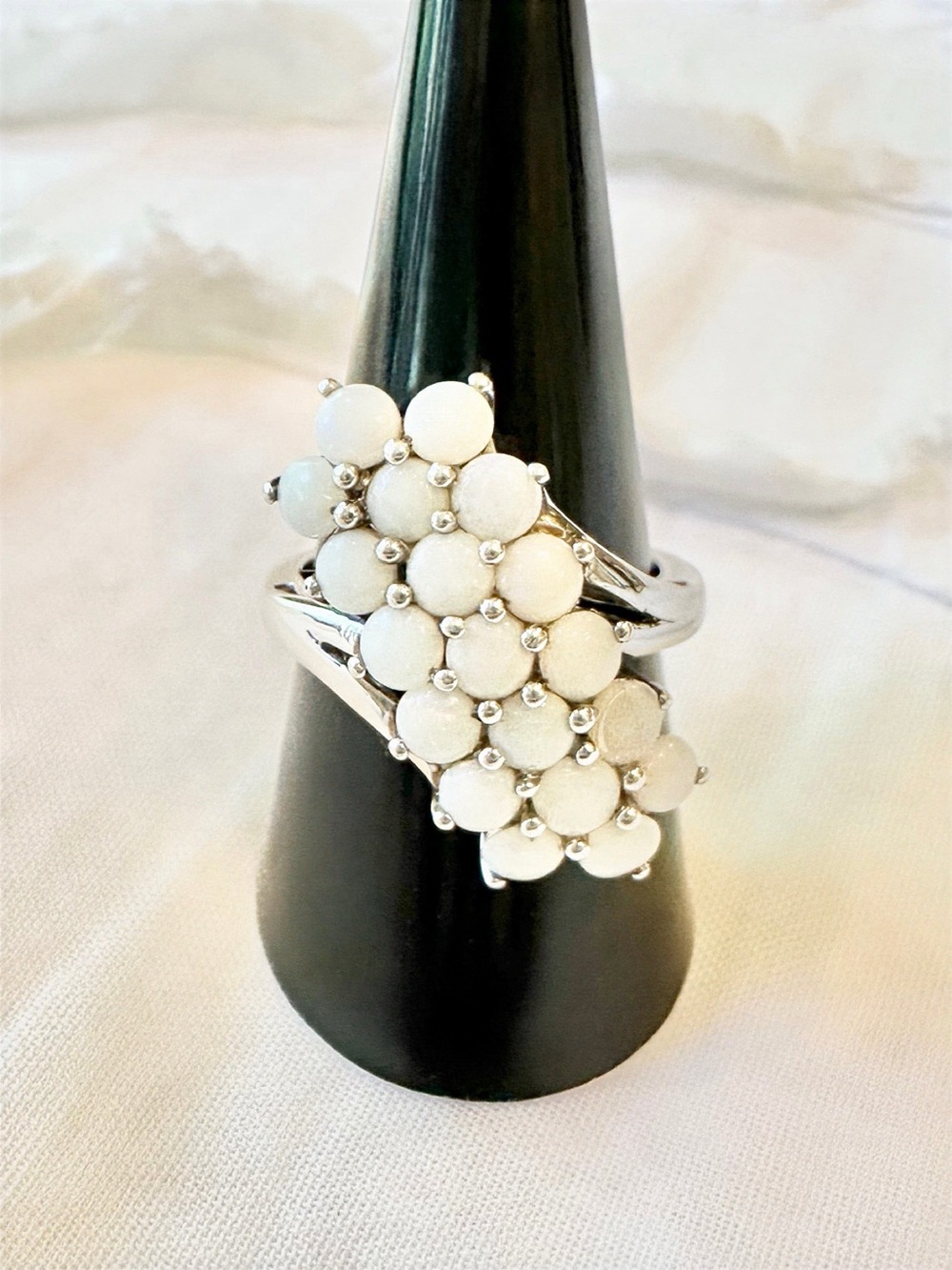 Genuine 3.5CT Natural Opal Cluster Statement Ring 925 Sterling Silver STS SZ 9 - Picture 3 of 7